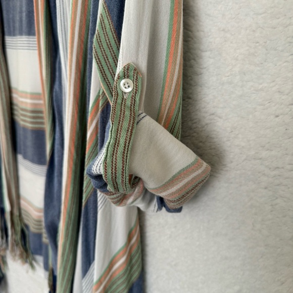 Altar’d State Fringe Open Front Cardigan, Lightweight Striped Size M - Picture 6 of 8